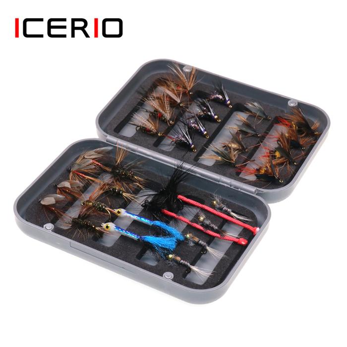 ICERIO 32PCS Fly Fishing Lure Set Nymph Dry Wet Fishing Flies Tying