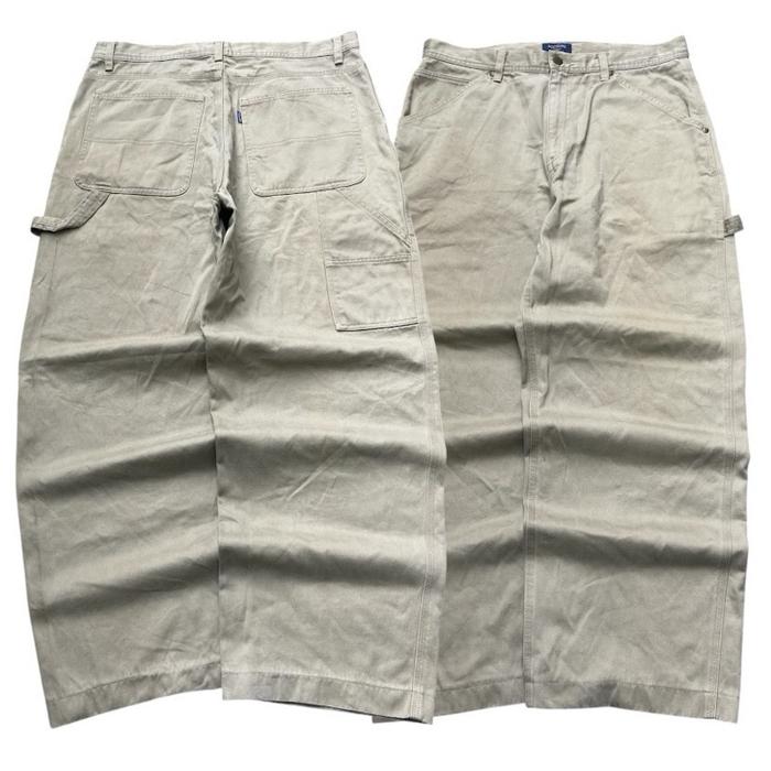 Dockers Celana Carpenter Pria dengan Pocket Depan dan Samping, Warna Abu-abu