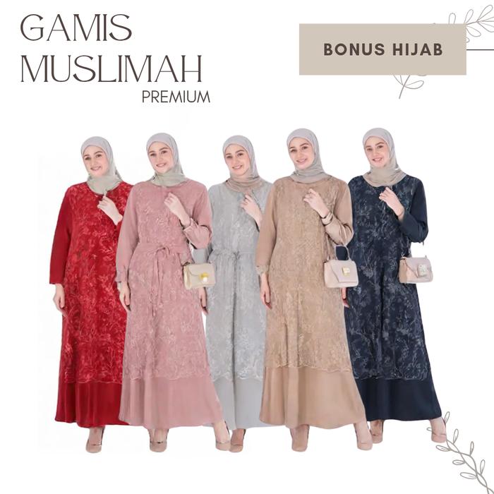 BISA COD SET GAMIS BRUKAT DAN HIJAB BAJU PESTA WANITA MAKASSAR Muslim Dress Syari Lebaran Mewah Dewa