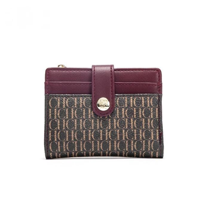 CH Luxury Brand Classic Retro Square Design Card Case Fashion Button Classic Folding Money Clip Comp