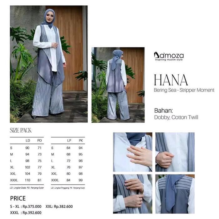 Setelan Mutif Damoza Hana Bering Sea Bahan Katun Wanita Muslim