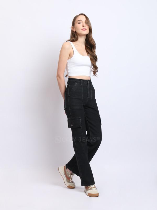 TERLARISSSS Ckey Celana Jeans Cargo Highwaist Wanita Stretch PREMIUM