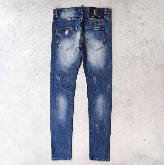 Philipp Plein Jeans Distressed Stretch Celana Denim Size 29