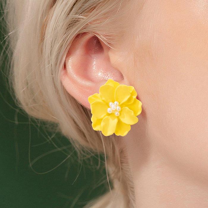 【Yy Potongan Harga Sangat Tinggi】Anting Bunga Kamelia Sederhana, Serbaguna, dan Berlebihan, Anting M