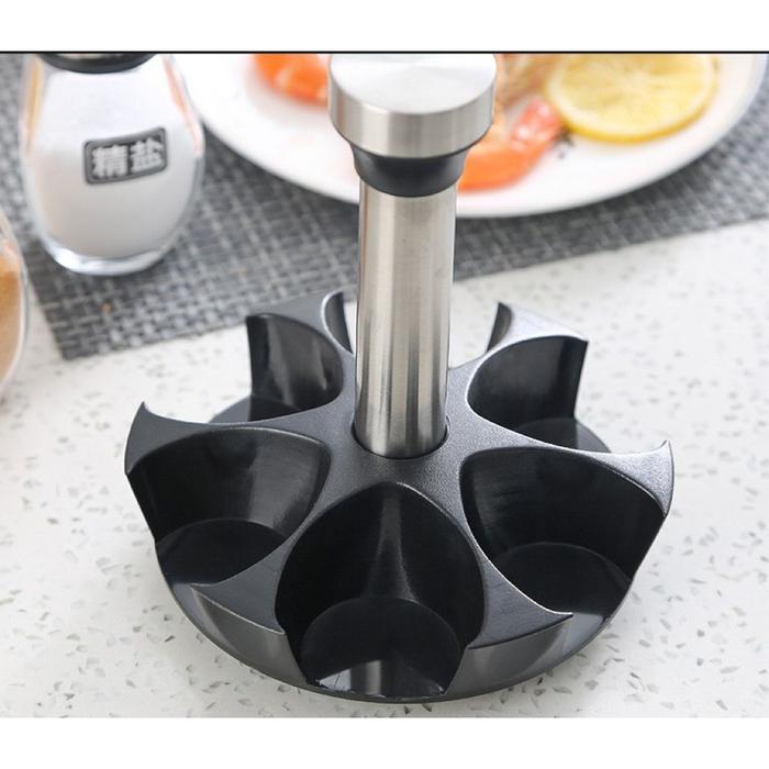 Toples Bumbu Dapur Tempat Botol Bumbu 7-In-1, Rak Bumbu Berputar, Rak Bumbu Dapur Dengan Botol Bumbu