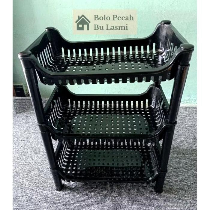 Rak Susun Plastik Segi Empat / Rak Serbaguna 3 Susun / Rak Susun Portable / Rak Bumbu Dapur / Rak Ko