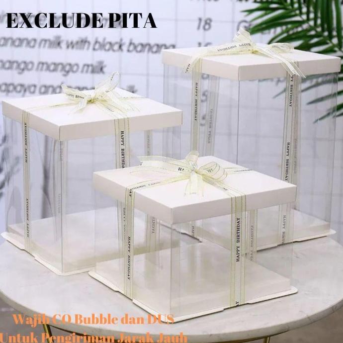 (Cooger) Cake Box Mika Transparan Jumbo 43 X 40 Cm Kotak Kue Mika Gift Box
