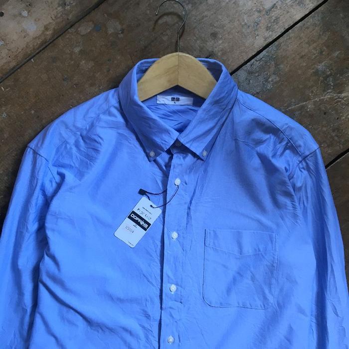 Kemeja UNIQLO bahan kaos  biru langit size Xl  second original