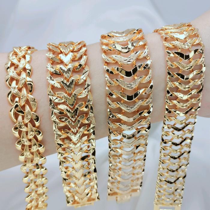 GELANG WANITA  SISIK LIPAN LEBAR MIX MODEL MIRIP EMAS 22K TAHAN LAMA TIDAK BERKARAT-GUDANGPERHIASAN8