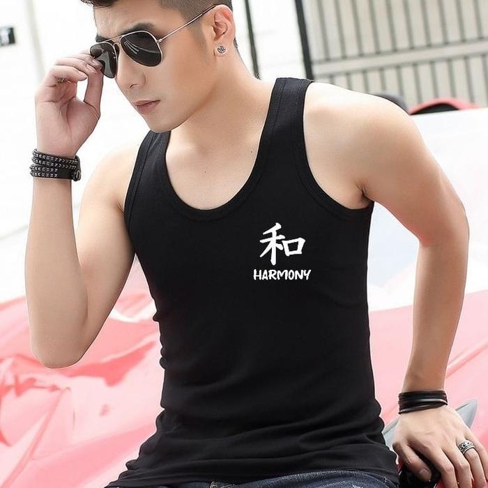 Kaos Singlet Pria Baju Singlet Cowok Tanktop Pria Dewasa Atasan Pria Hitam Distro Katun Motif