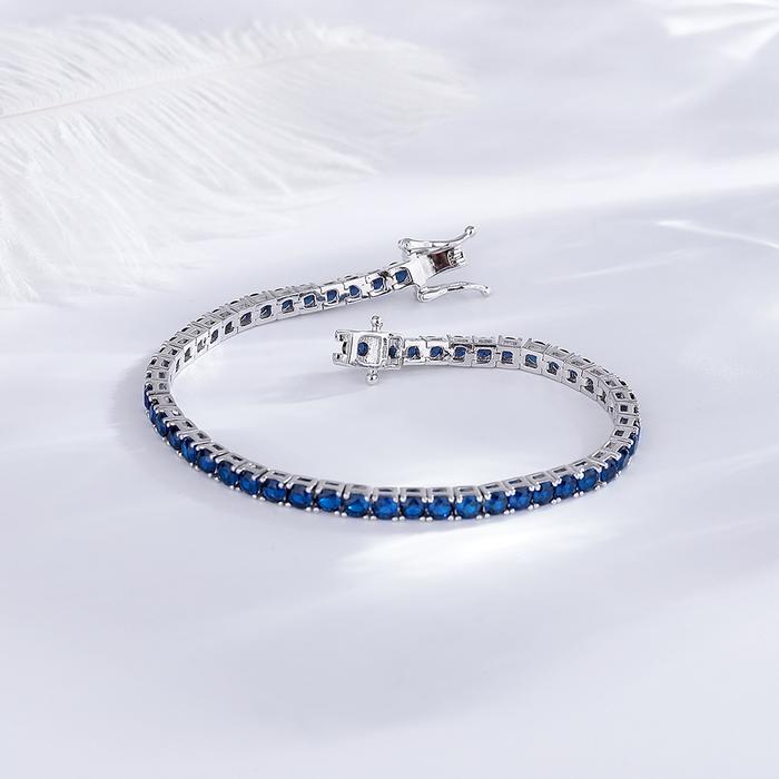 Ylmyself Tennis Bracelet 925 Sterling Silver 3Mm Montana Blue Sapphire Cz 15-21Cm Hip Hop Gift