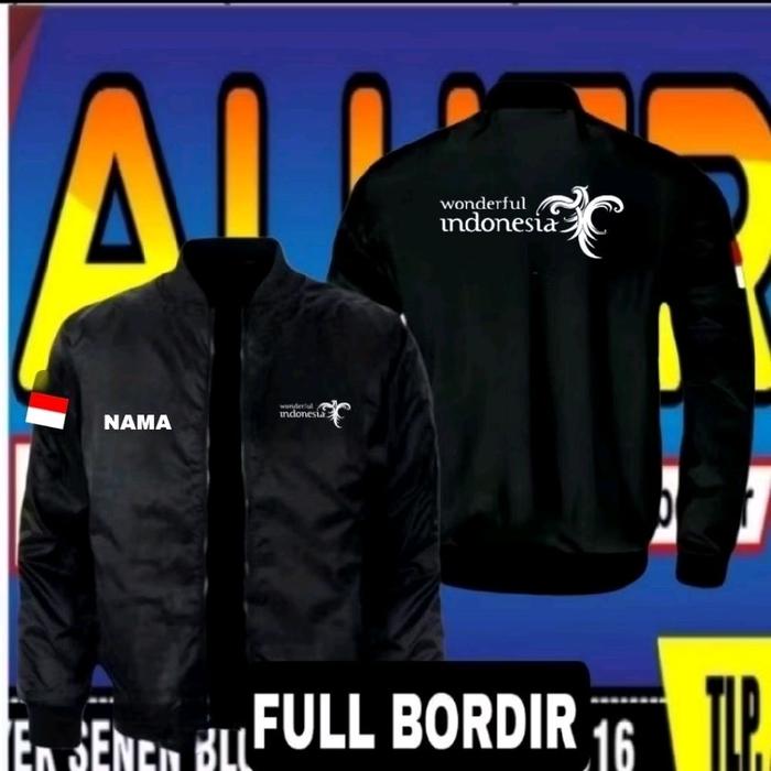 ready stok jaket bordir wonderful Indonesia Jaket bomber wonderful Indonesia jaket wonderful Jaket k