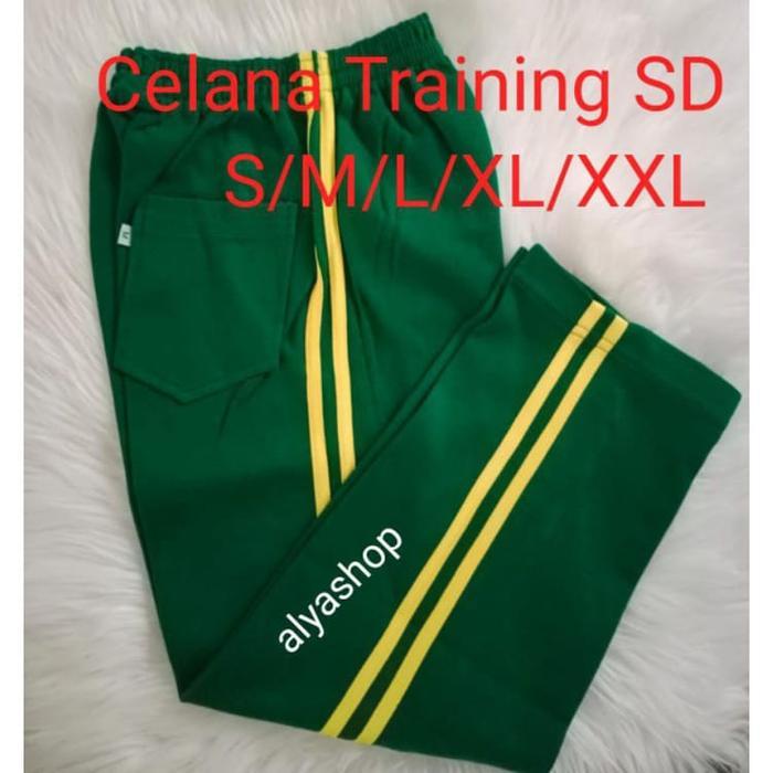 Celana Training SD Hijau List Kuning