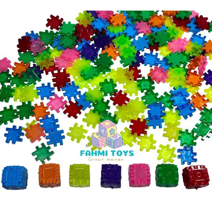 500 gr( 600 pcs) PUZZLE KUBUS KECIL UKURAN 3 CM MAINAN KILOAN MAINAN CURAH MAINAN EDUKATIF ANAK