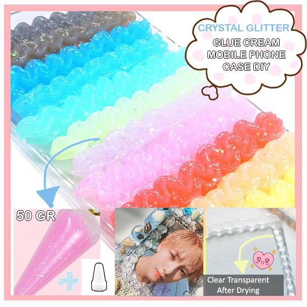 DIY 50gr Deco Whip Cream Sauce Crystal Glitter Hiasan Case HP Clay Aksesoris HP Casing Mobile Phone