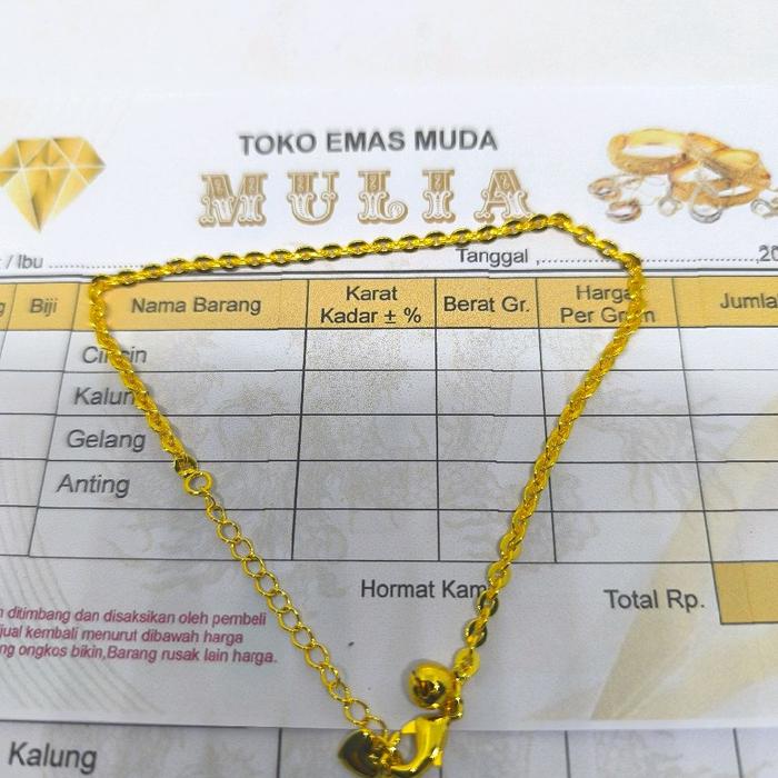 Gelang Kaki Nuri Wanita Emas 2gram Free Surat Dari Toko Bisa COD