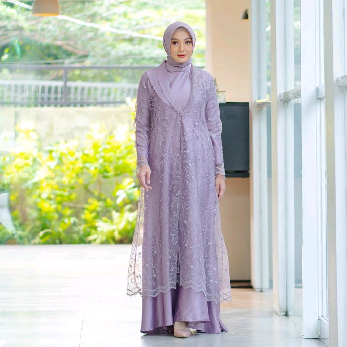 GAMIS SUPER JUMBO KALUNA SET 2in1 BAHAN INER MAXMARA OUTER BRUKAT GAMIS PESTA/KONDANGAN KEKINIAN SIZ