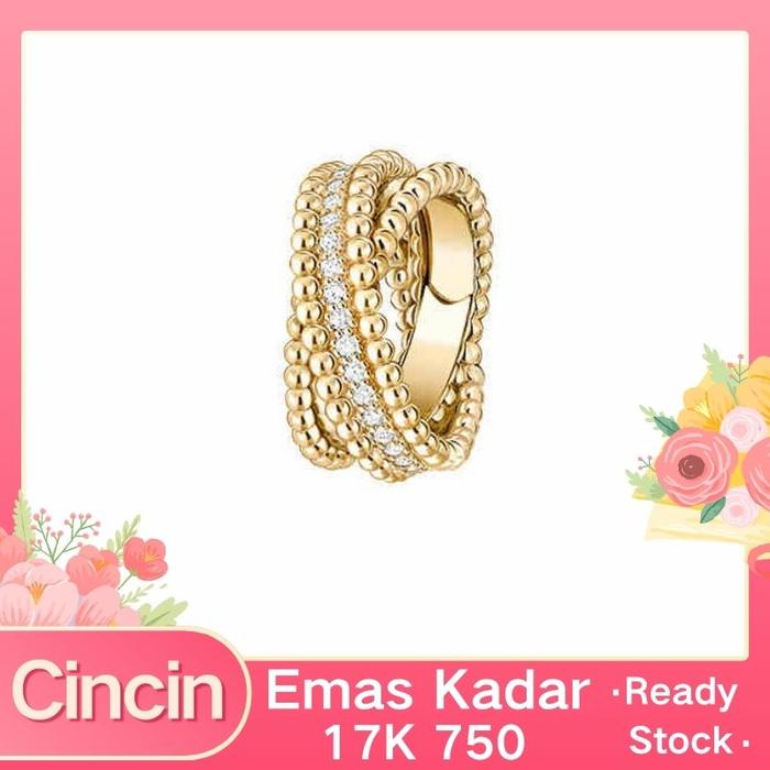 Cincin Emas Cincin Berlian Emas Perlee 17K Cincin Wanita