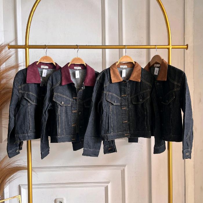 F0927 | Jaket Jeans D'FLARA jaket jeans denim crop berkerah