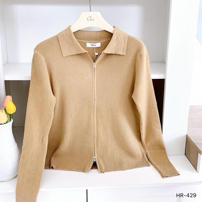 SA [ HR - 435 JAKET DOUBLE ZIPPER OLOP BORDIR ] Atasan Wanita Bahan  Tebal  Panjang Reguler MEWAH DA