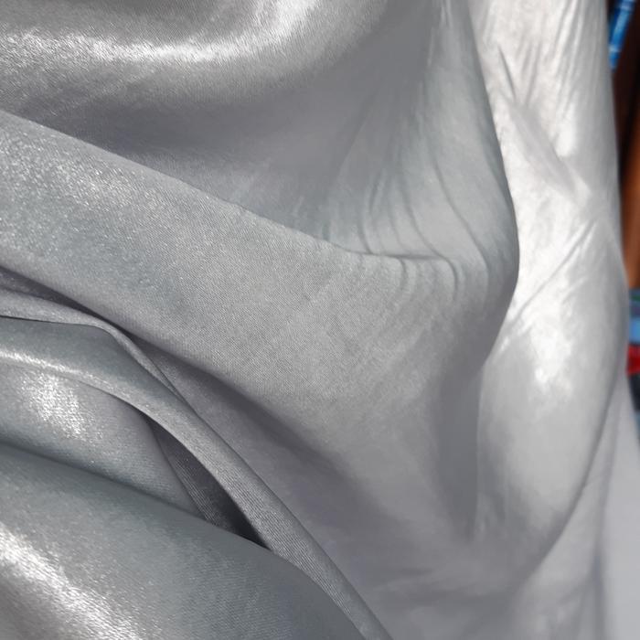 Kain Bahan satin silk armany metalik original High Quality - silver