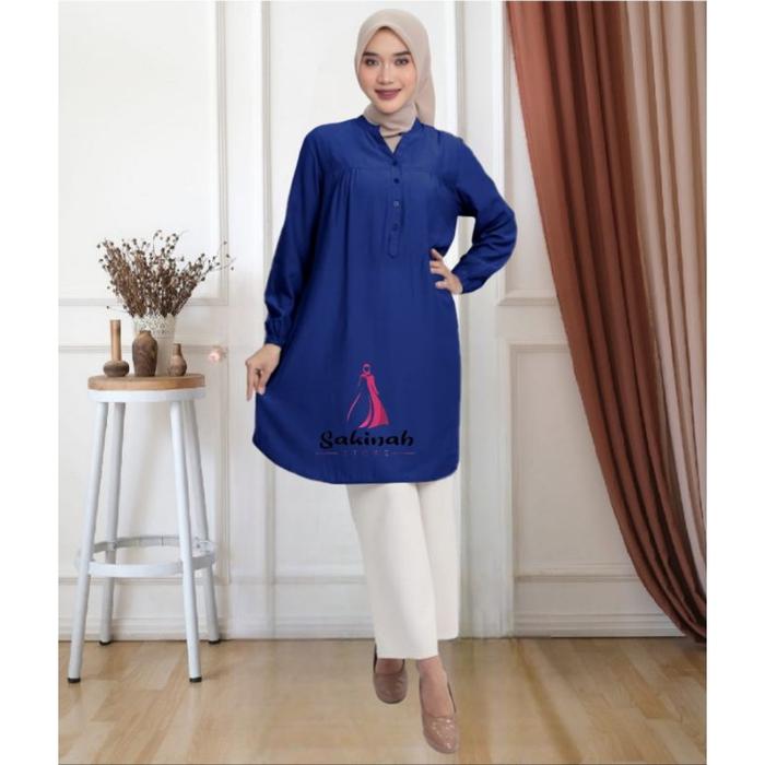 Terbaik Tunik Polos Viscose Jumbo Biru Electrik / Biru Benhur T1511K
