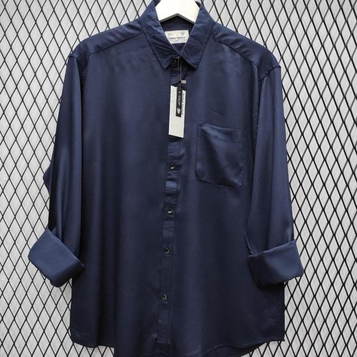 Kemeja Polos Lengan Panjang Distro Premium Pria Rayon Twill Adem - Formal, Cowok, Basic, Motif, Baju