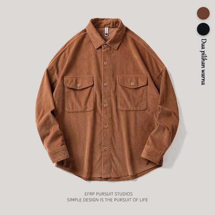 New Polo Corduroy Jacket Men'S Work Clothes Long Sleeve Top Loose Casual Coat Jaket Pria Premium Ata