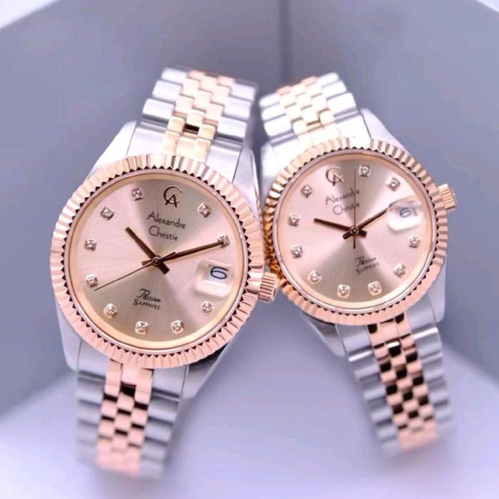 JAM tangan couple Alexandre christie AC5013 AC5013(kaca sapphire watches stainless-silver rg rg