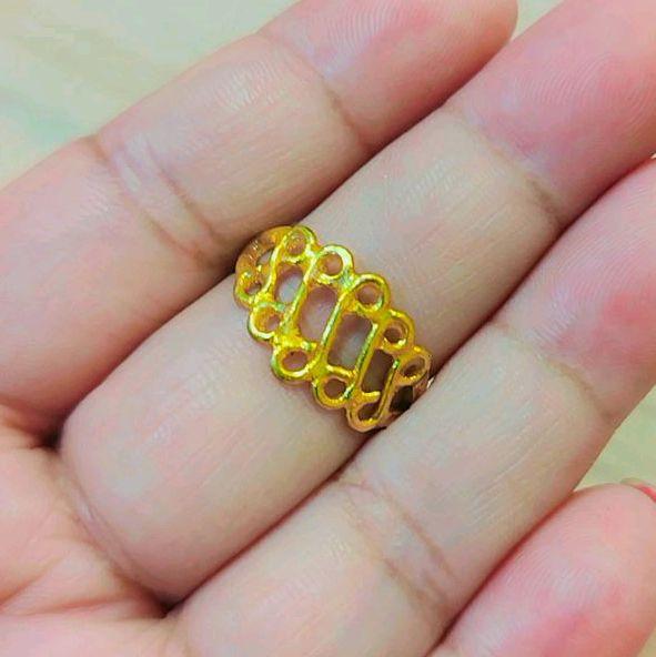 Cincin Huruf S Sepuh Emas 24 K Lapis Kristal Premium
