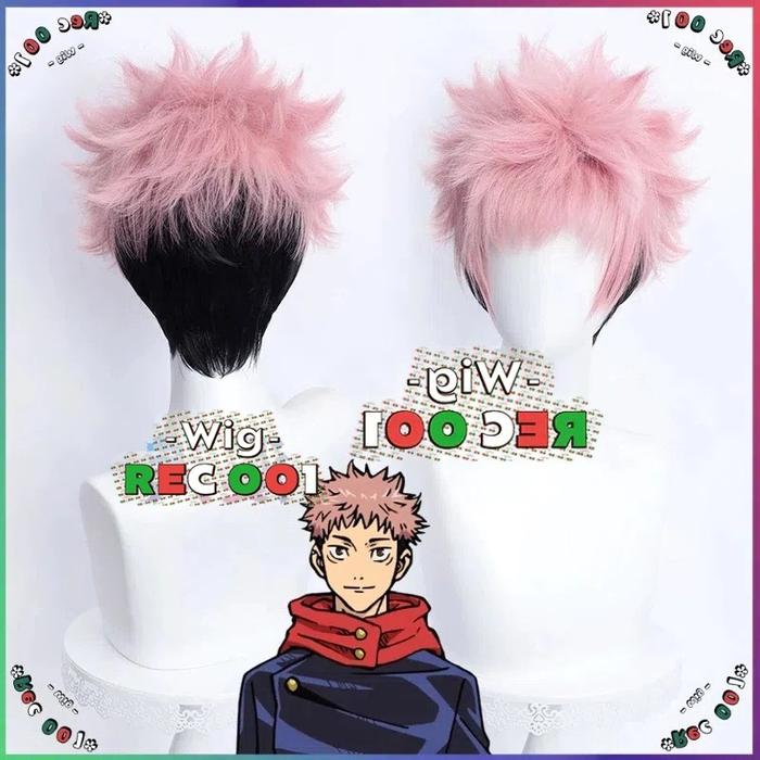 【M】 Wig Yuji Itadori Wig Itadori Yuji Cosplay Jujutsu Kaisen Orang Dewasa/AnakAnak Dapat Menggunakan