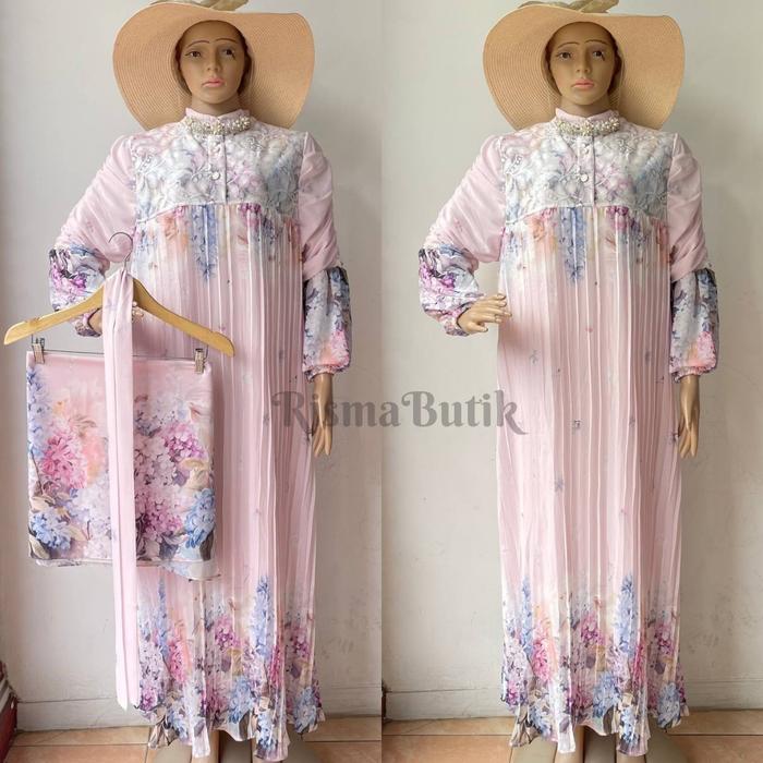 Gamis Meijiwang Plisket Dress Meijiwang Set Hijab