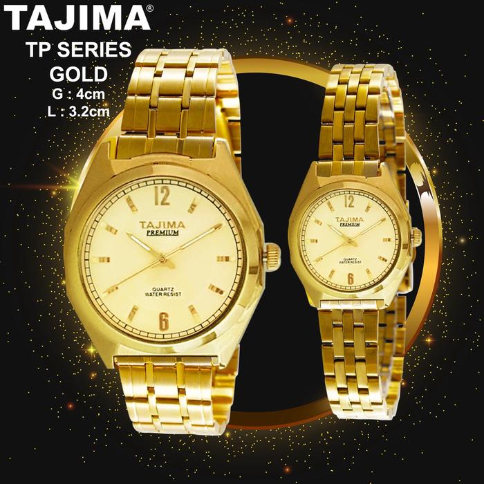 TAJIMA Jam Tangan Analog Couple Premium Gold Stainless Steel Water Resist 3 ATM Watch