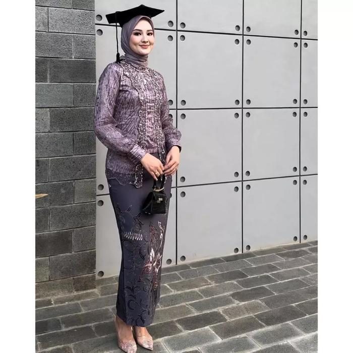 Kebaya Modern Wisuda Kebaya Megan Set Lamaran Tunangan Bridesmaid Kondangan 2025 Batik Payet Brokat