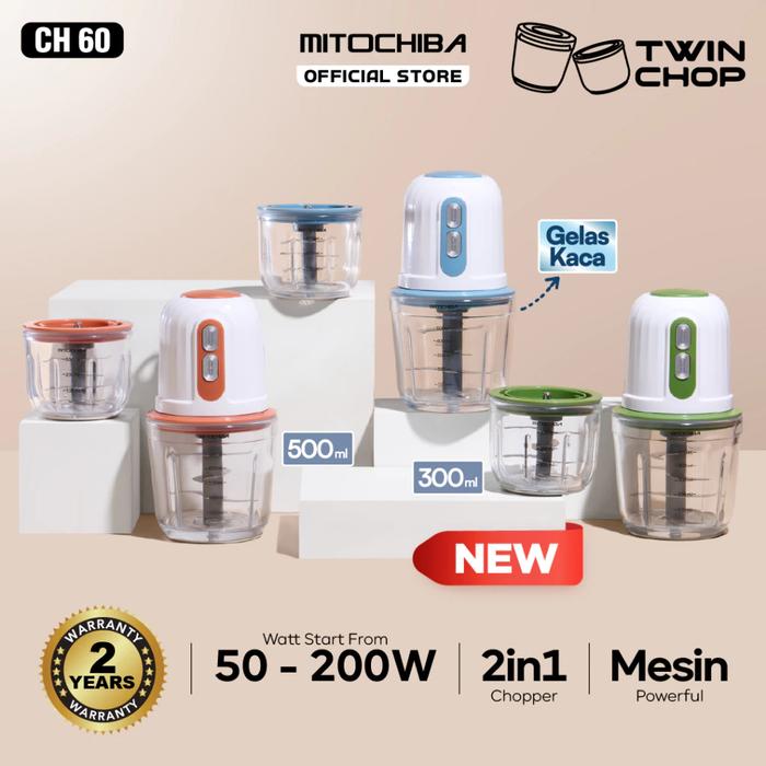 Mitochiba Chopper Mini Twinchop 500mL CH-60 Kaca 2in1
