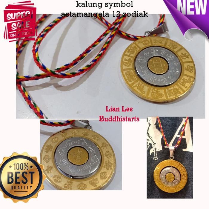kalung liontin tali pancawarna alpaka simbol 12 shio dan astamangala