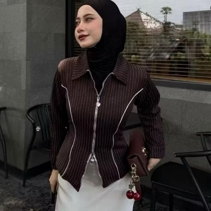DYFFA ZIPPER Shirt Salur Fitted
