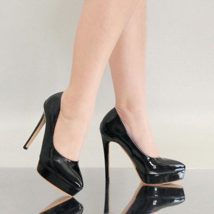 terbaru - ykshoes 1796 heels 12cm pump pantofel stiletto heels ketutup heels pink hitam black sintet