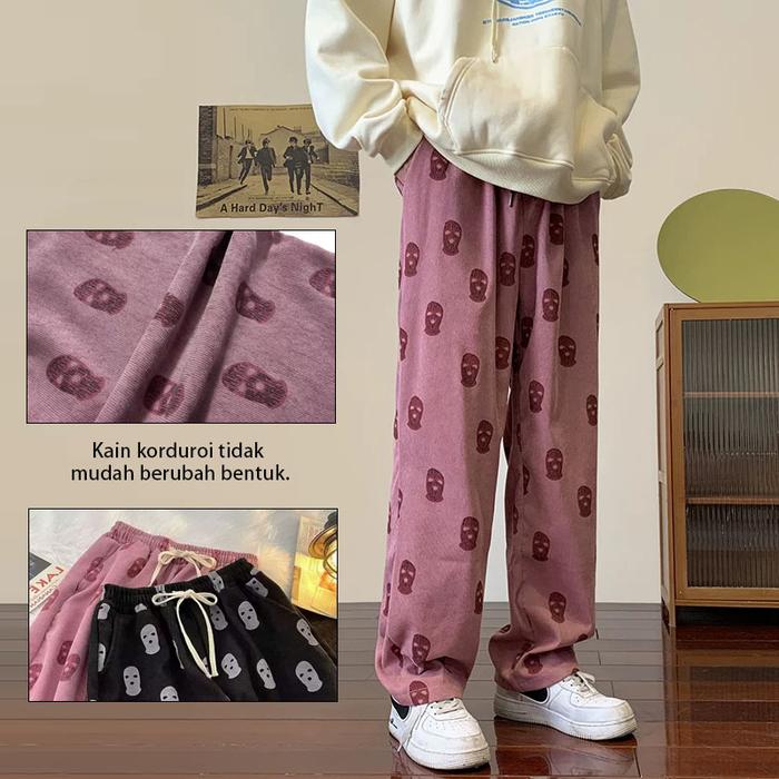 Celana Corduroy Celana Baggy gombrong Celana hip hop Celana panjang pria baggy pants