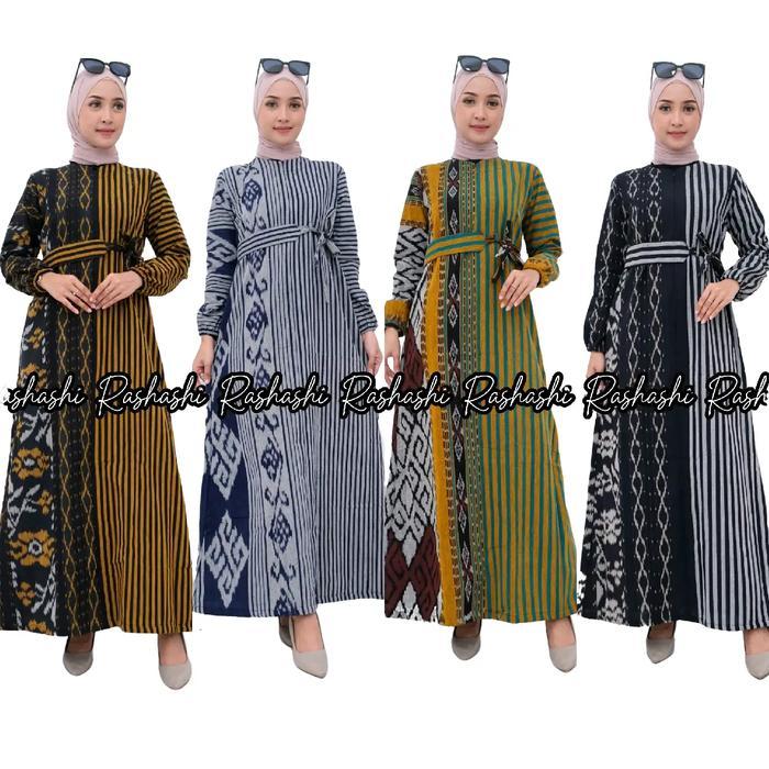 AISYAH Gamis tenun troso jepara maxy tenun wanita modern terbaru busui friendly gamis sleting depan 