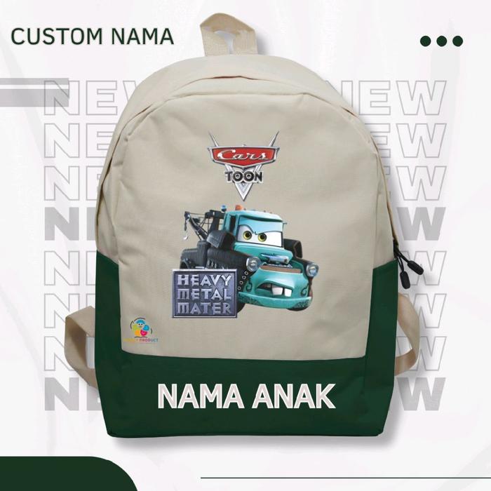 tas ransel sekolah sd tk karakter Cars toon ( free nama )