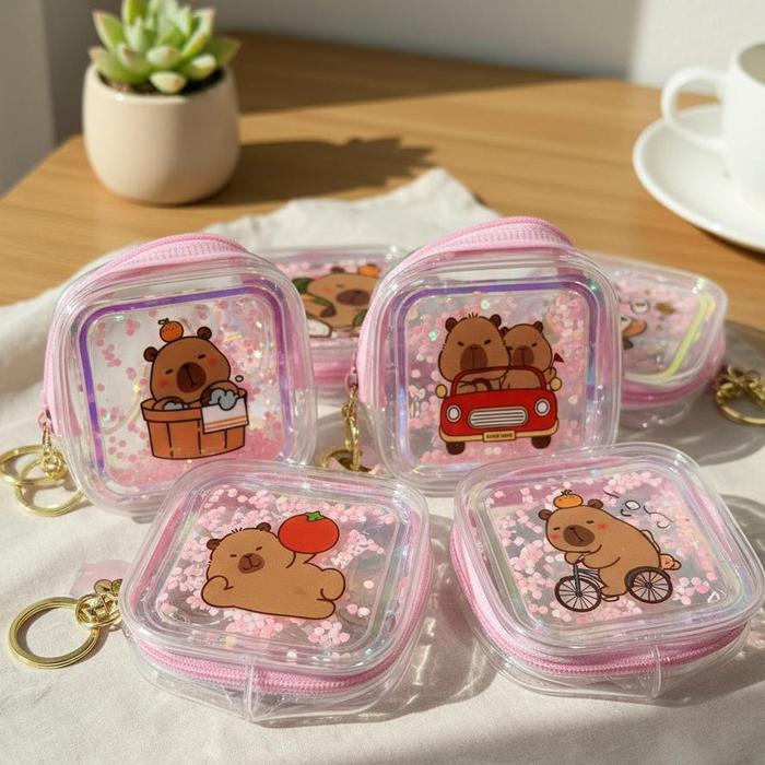 Dompet Kecil Mini Bear Hologram β Pouch Koin & Aksesoris Lucu Desain Beruang Imut Efek Glitter Canti
