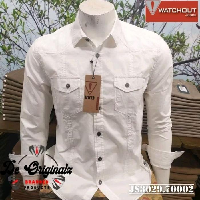 WATCHOUT CASUAL Kemeja Pria Lengan Panjang JS3029.70002 Putih Panjang Slim Fit Basic