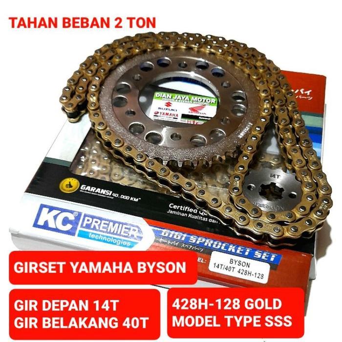 KCP GIRSET KC PREMIER YAMAHA 45P BISON 14T/40T/428H128 BYSON GOLD TYPE SSS RANTAI GOLD PREMIUM GIR G