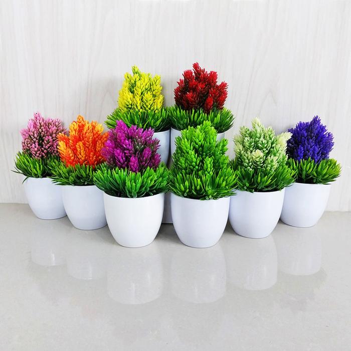 TANAMAN BUNGA HIAS PLASTIK PAJANGAN POT DEKORASI POHON CANTIK BONSAI