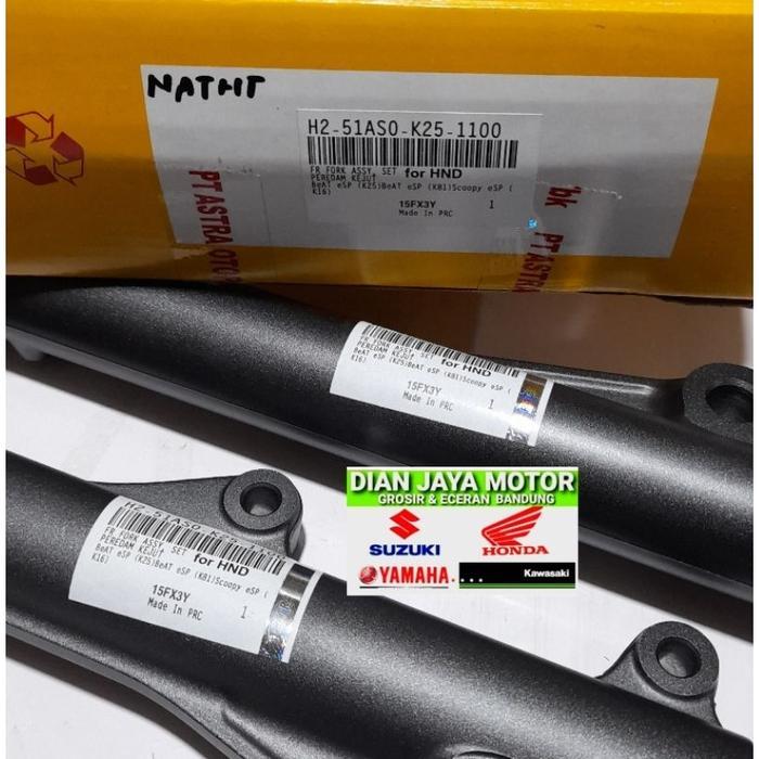 SHOCK DEPAN BEAT FI ESP SCOOPY ESP ASPIRA KODE PART K25 AS SHOCK SATU SET+TABUNG BOTTOM