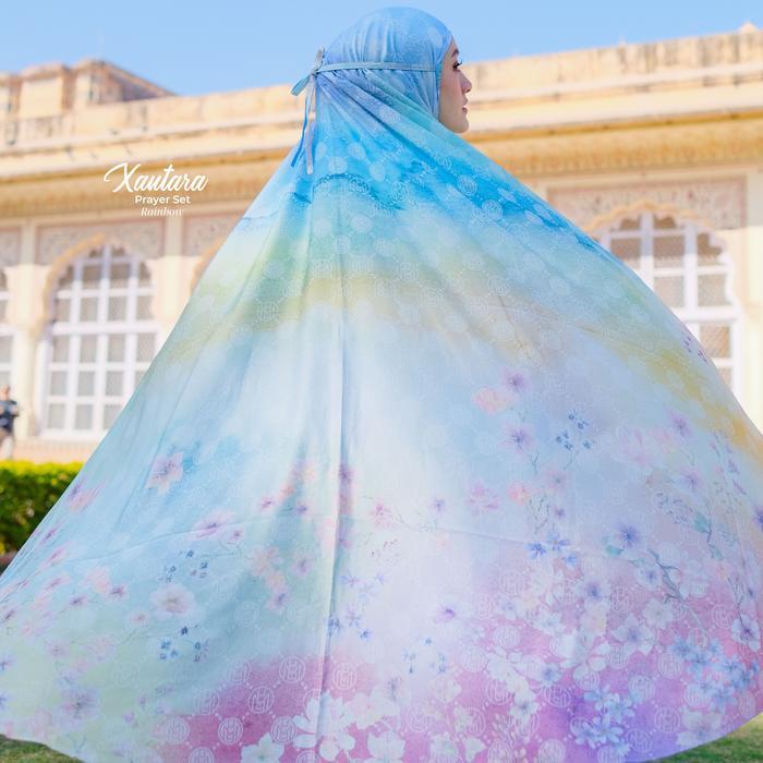 Mylady Hijab Mukena Xantara Atasan Bawahan Cantik Gold Grey Mewah Motif Nyaman