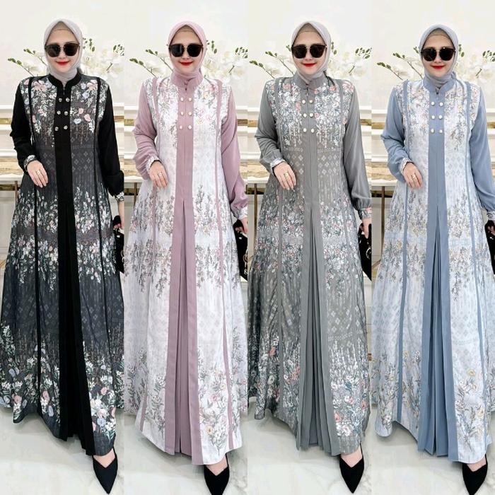 Anyelir dress by Nasya / Gamis terbaru Nasya / Gamis printing