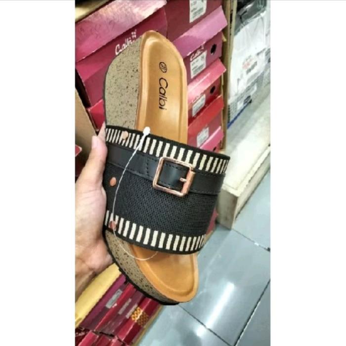 Sandal Wedges Selop  Gesper Calbi