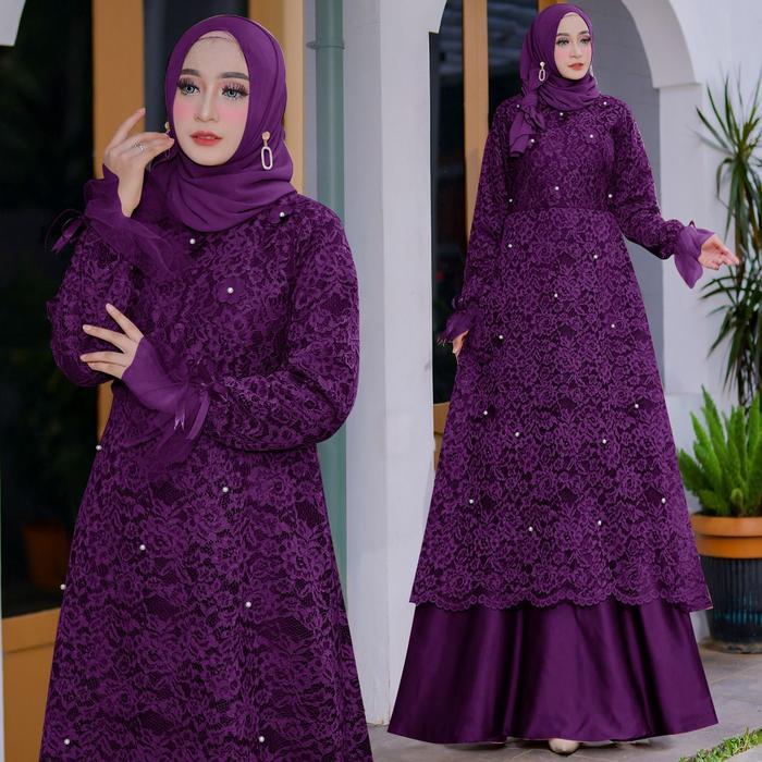 Bellona Baju Gamis Full Brukat Gamis Brukat /Ukuran S-M , L , Xl , Xxl / Gamis Brukat Kondangan / Ga